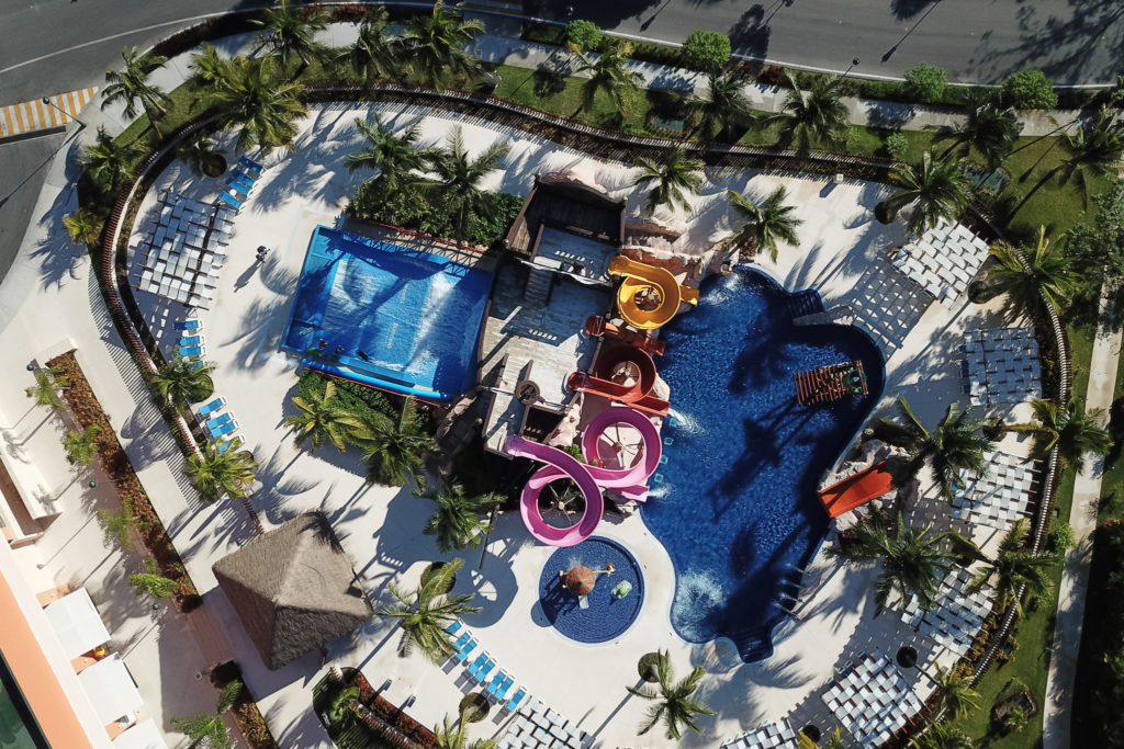 Aerial Shot of the FlowRider Surf Machine at Barceló Maya Caribe in Playa del Carmen