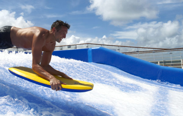 Bodyboarder on Royal Caribbean FlowRider