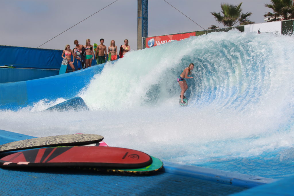 Rider flowboarding in the FlowBarrel