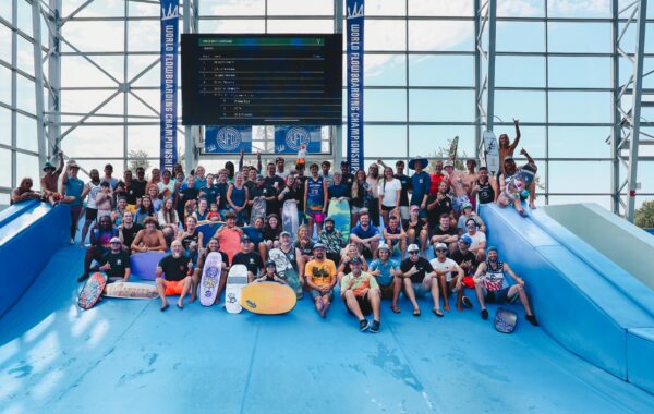 A large group on a FlowRider Double